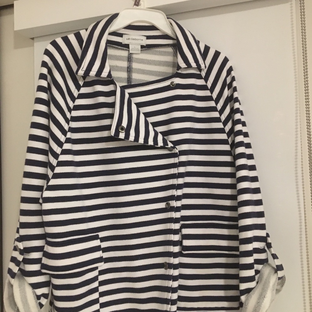 Liz Claiborne Jacket/Navy Blue and white - Picture 2 of 6